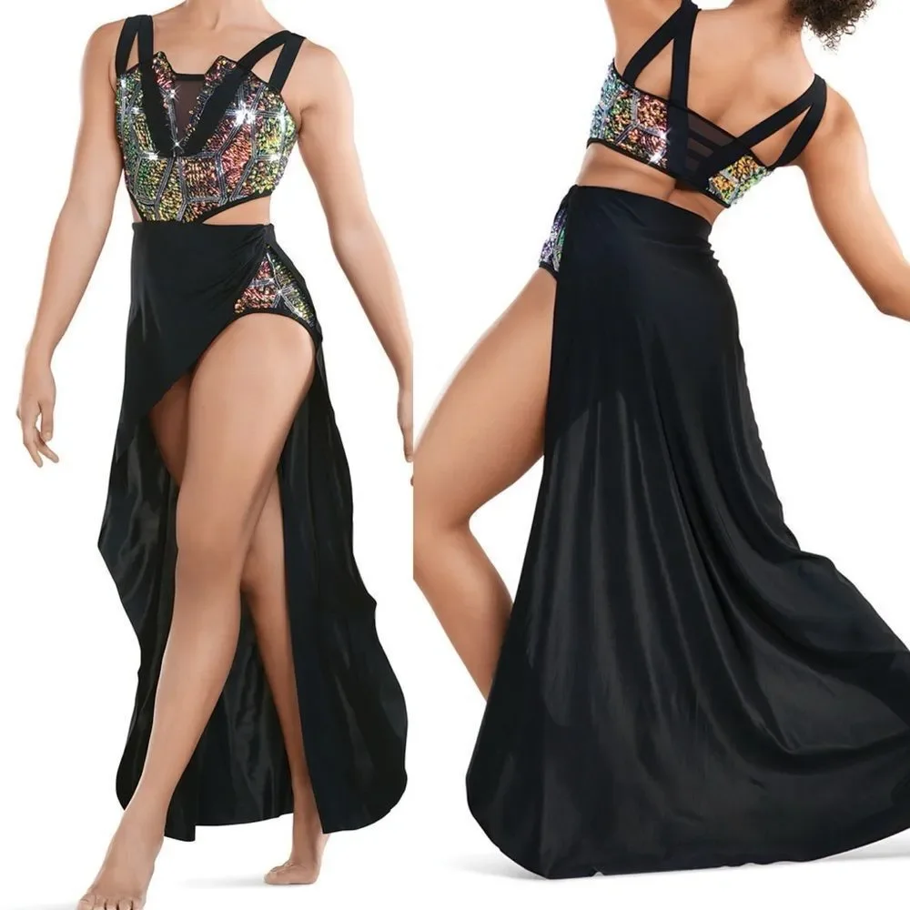 Tenth House solo Dance costume black maxi dress HEMISPHERE TH25277 XLA adult